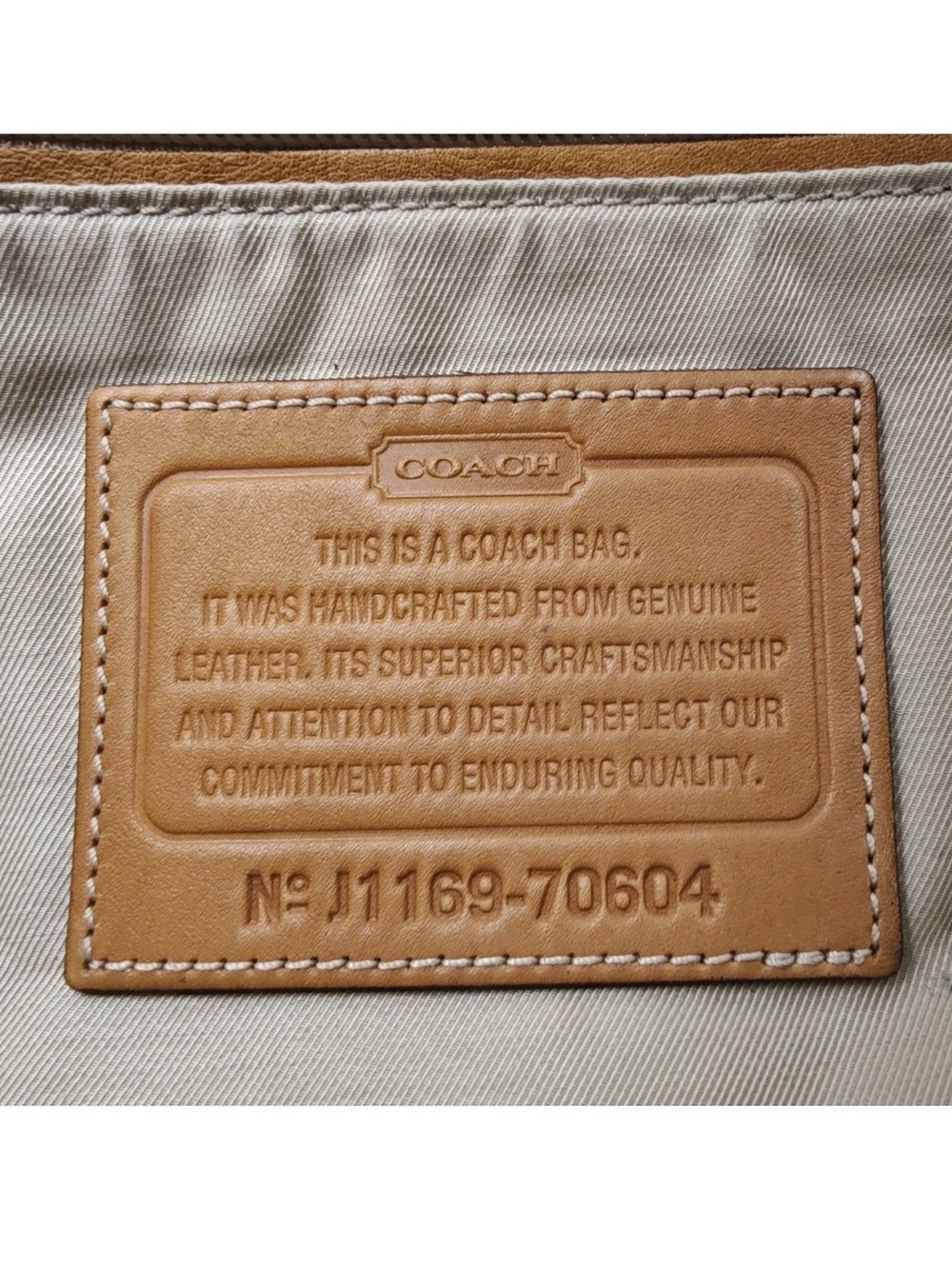 Coach Leather Messenger Bag in Tan with Black Strap - Picture 5 of 11
